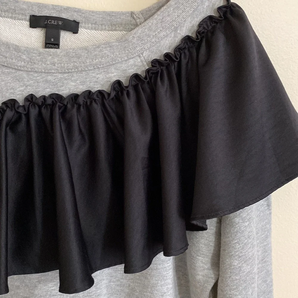 J. Crew Asymmetrical Ruffle Sweatshirt